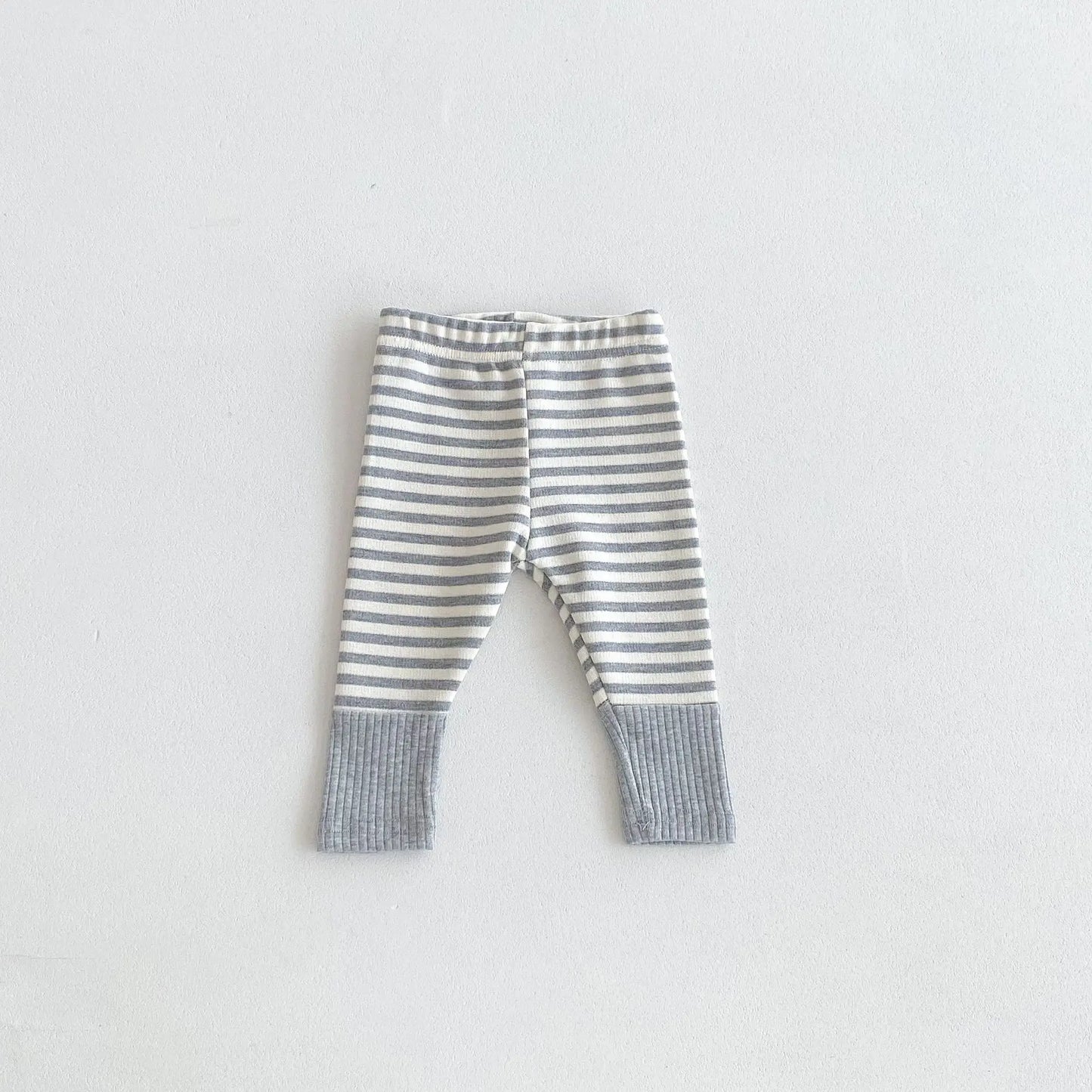 Cotton Patchwork Baby Leggings – Candy Color Striped Pants for Infants 12–36 Months, Unisex Elastic Waist