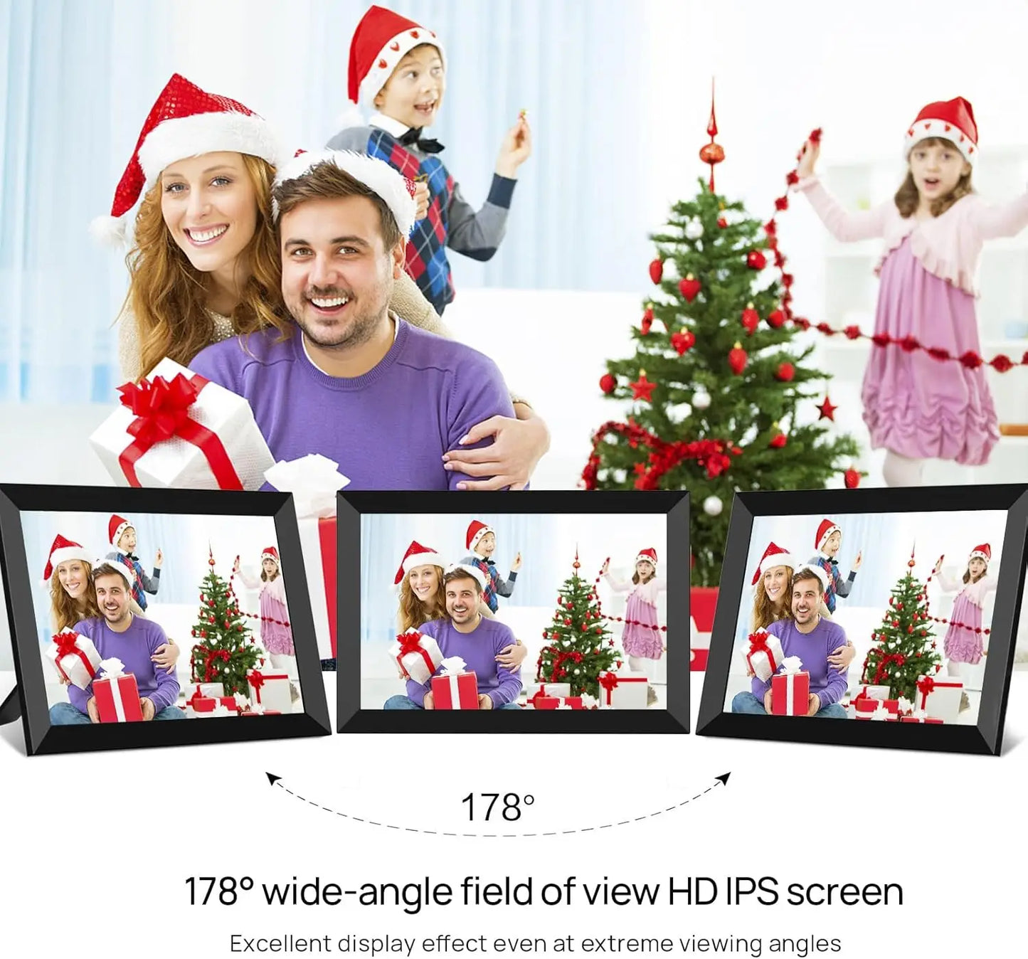 10.1 Inch (25.7 cm) 64GB WiFi Digital Photo Frame 1280x800 IPS HD Touchscreen Wall Mountable