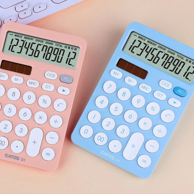 12-Digit Solar Calculator Large Key Portable Financial & Business Calculator for Students
