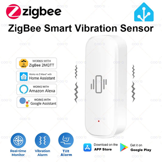 Zigbee Smart Vibration & Tilt Sensor - Door/Window Alarm, Real-Time Monitoring for Smart Home Security
