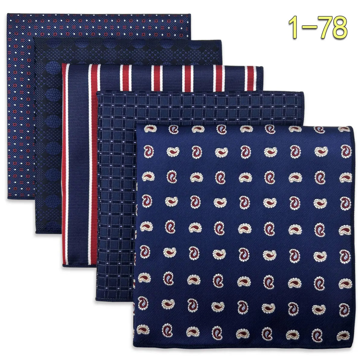5-Pack Men's Microfiber Pocket Squares 12.6 in (32 cm) - Jacquard Woven Wedding & Formal Handkerchiefs, Assorted Patterns