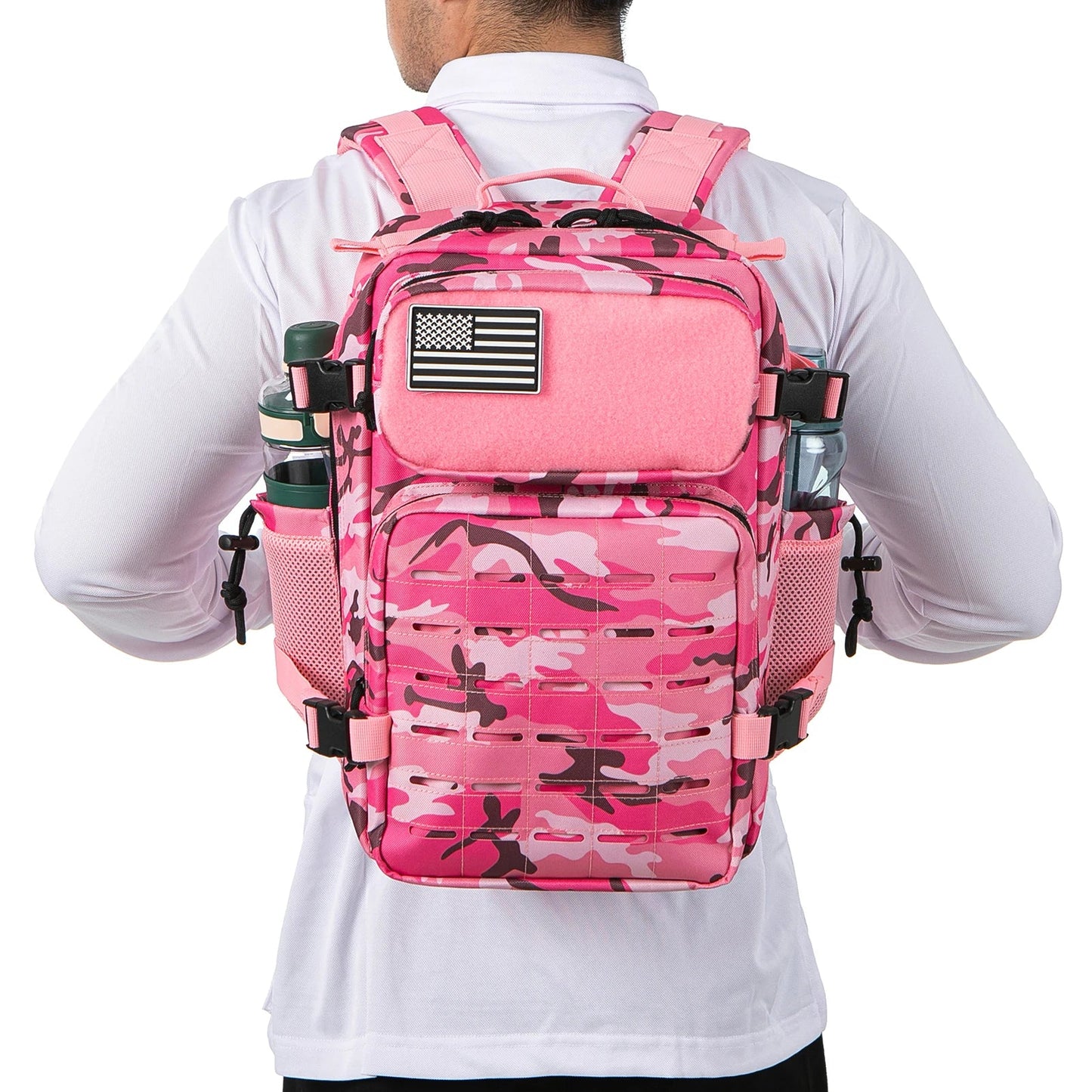 25L & 45L Tactical Backpack for Men & Women – Laser-Cut MOLLE Hiking Daypack, School & Gym Rucksack with Dual Bottle Holders