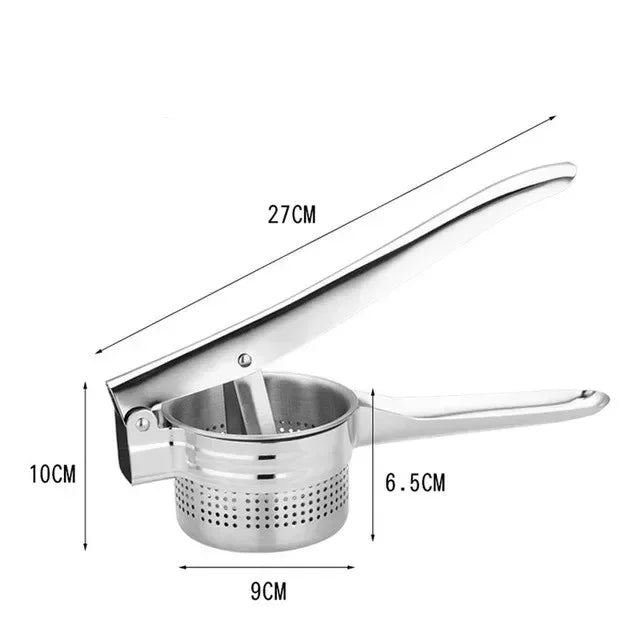 Manual Stainless Steel Potato Ricer Press, Handheld Potato Masher & Fruit & Vegetable Juicer for Home Kitchen