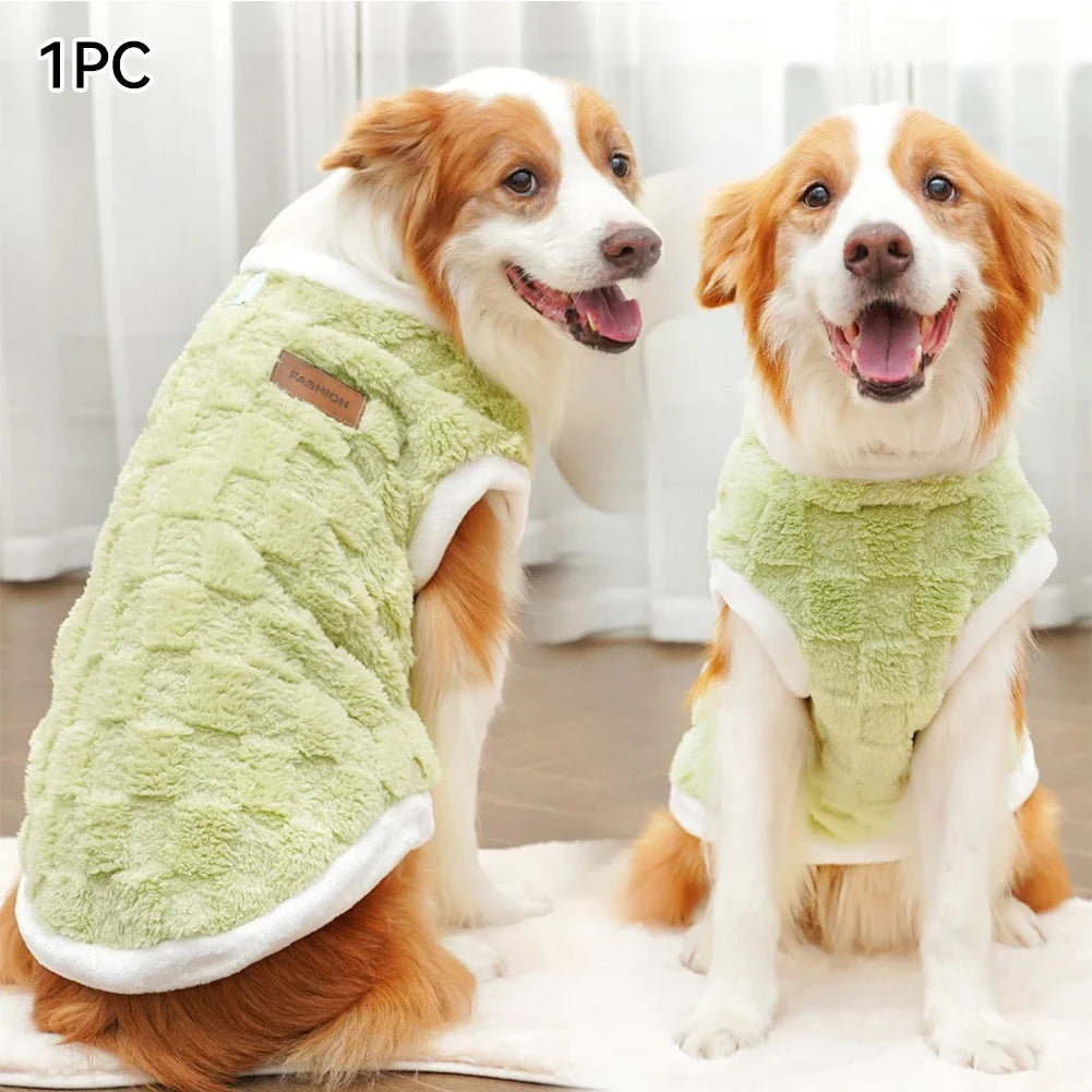 Flannel Dog Sweater Winter Warm Pet Coat – Fits 1.5–25 kg (3–55 lb) – Puppy to Large Dog Pullover Vest