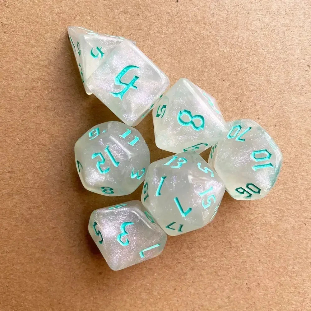 7-Piece Acrylic Polyhedral Dice Set for DnD & Tabletop RPG — d4 d6 d8 d10 d10 d12 d20