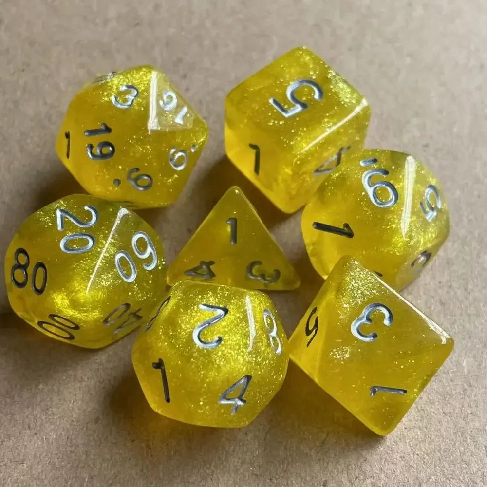 7-Piece Acrylic Polyhedral Dice Set for DnD & Tabletop RPG — d4 d6 d8 d10 d10 d12 d20