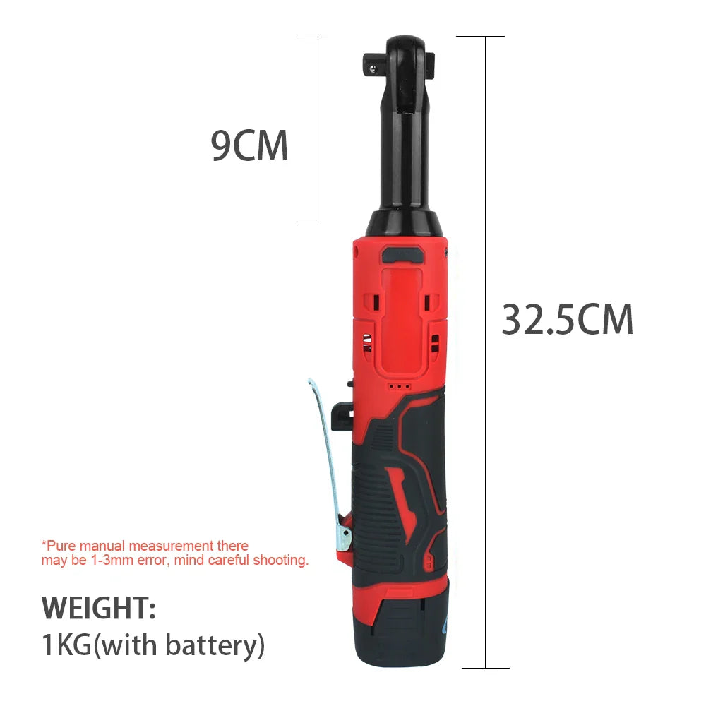 18V Cordless 90° Right Angle Electric Ratchet Wrench — Lithium-Ion Torque Tool Set for Auto & DIY (Extended Reach)