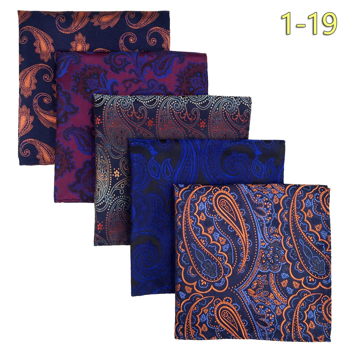 5-Pack Men's Microfiber Pocket Squares 12.6 in (32 cm) - Jacquard Woven Wedding & Formal Handkerchiefs, Assorted Patterns
