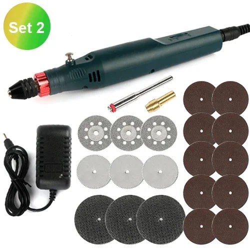 12V 24W Mini Electric Rotary Tool 2000-18000 RPM Handheld Drill Grinder with Precision Chuck