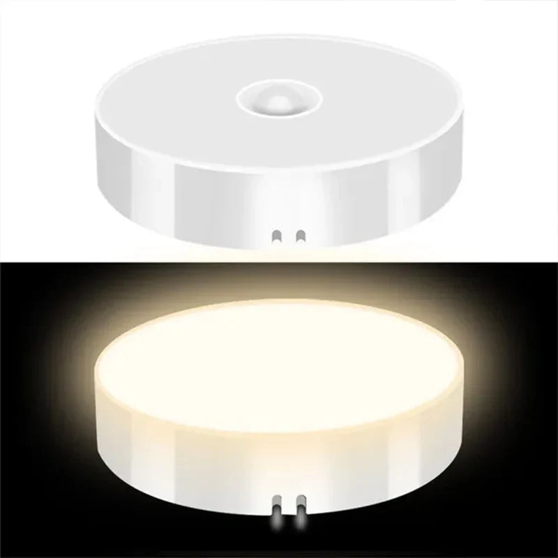 PIR Motion Sensor USB Rechargeable Heart LED Night Light — Wireless Closet Cabinet Wardrobe Staircase Lamp