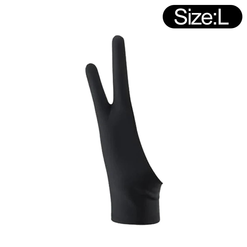 Two-Finger Artist Drawing Glove for Tablet & iPad – Touchscreen Anti-Fouling Ambidextrous Glove, Black