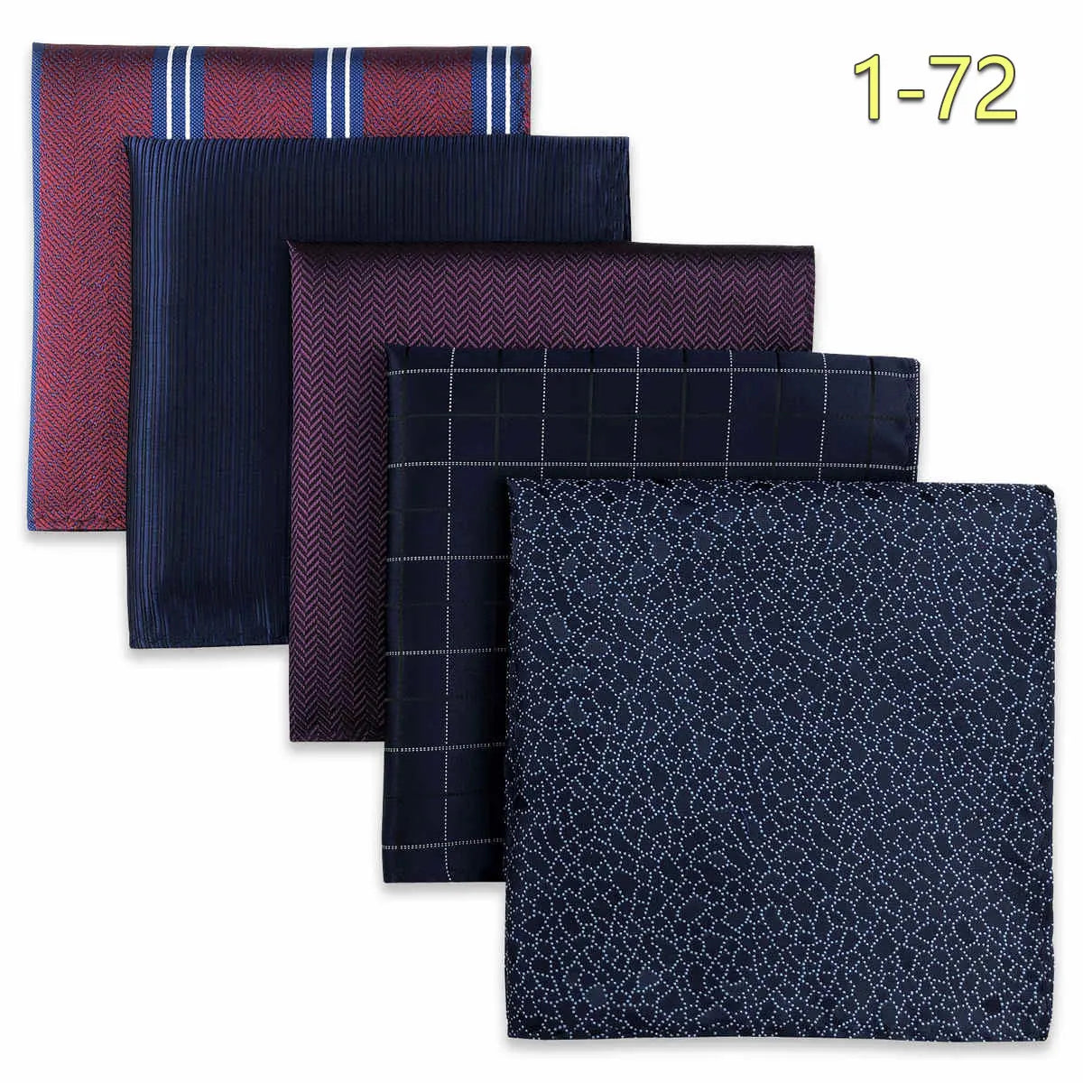 5-Pack Men's Microfiber Pocket Squares 12.6 in (32 cm) - Jacquard Woven Wedding & Formal Handkerchiefs, Assorted Patterns