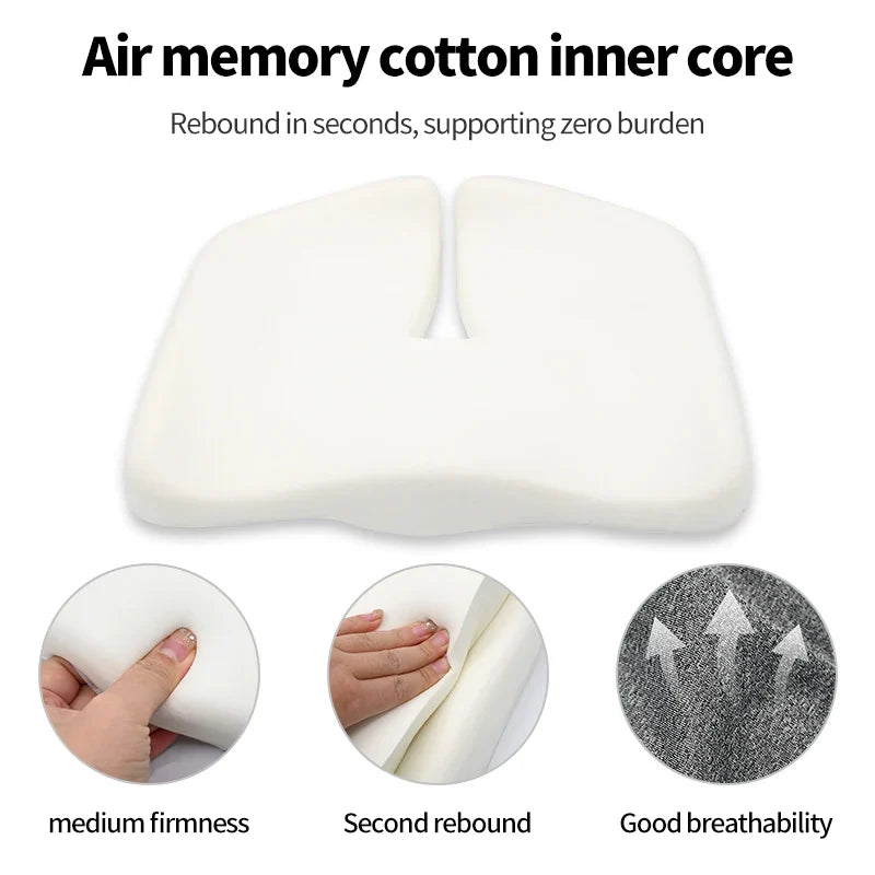 Orthopedic Memory Foam Coccyx Seat Cushion - Tailbone & Sciatica Relief Non-Slip for Office and Car