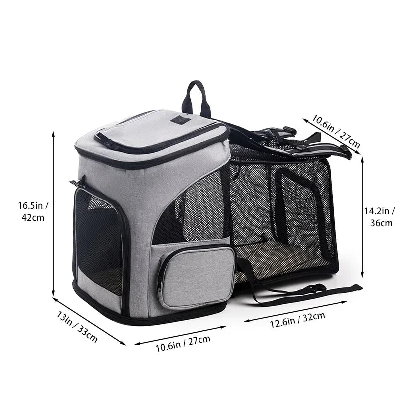 Breathable Foldable Expandable Pet Carrier Backpack for Cats & Small Dogs, Fits Pets up to 6.5 kg (14.3 lb)