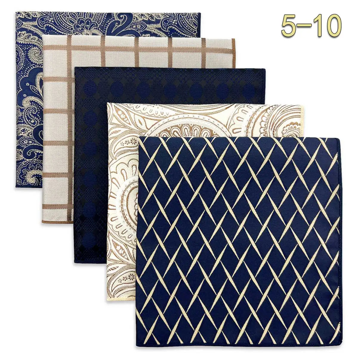 5-Pack Men's Microfiber Pocket Squares 12.6 in (32 cm) - Jacquard Woven Wedding & Formal Handkerchiefs, Assorted Patterns