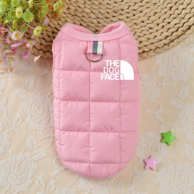 Winter Warm Dog Coat - Trendy Pet Jacket with 3D Face Logo for Chihuahua & French Bulldog