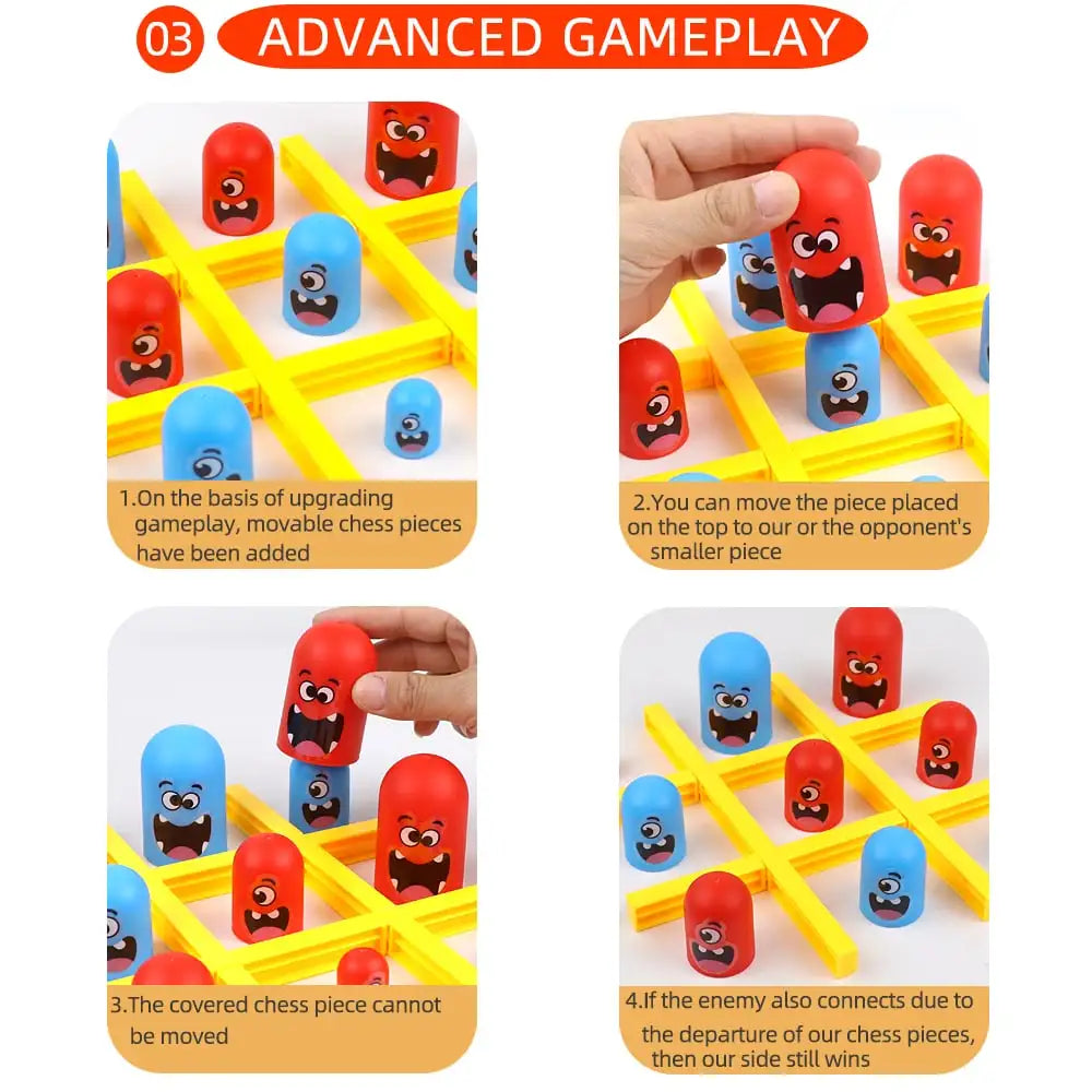 Tabletop Tic Tac Toe & Big-Eats-Small Strategy Game Interactive Multiplayer Party Game for Kids and Adults