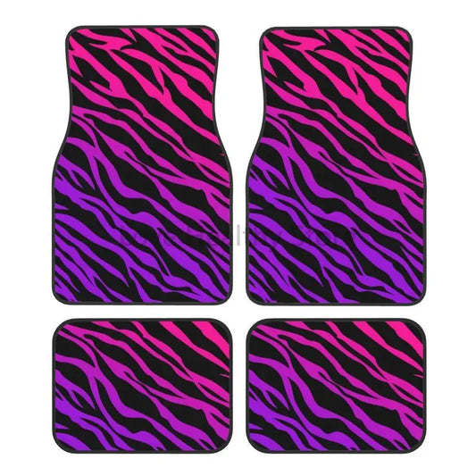 Zebra Stripe Car Floor Mats 4-Piece Non-Slip All-Weather Universal Mats for Sedan SUV