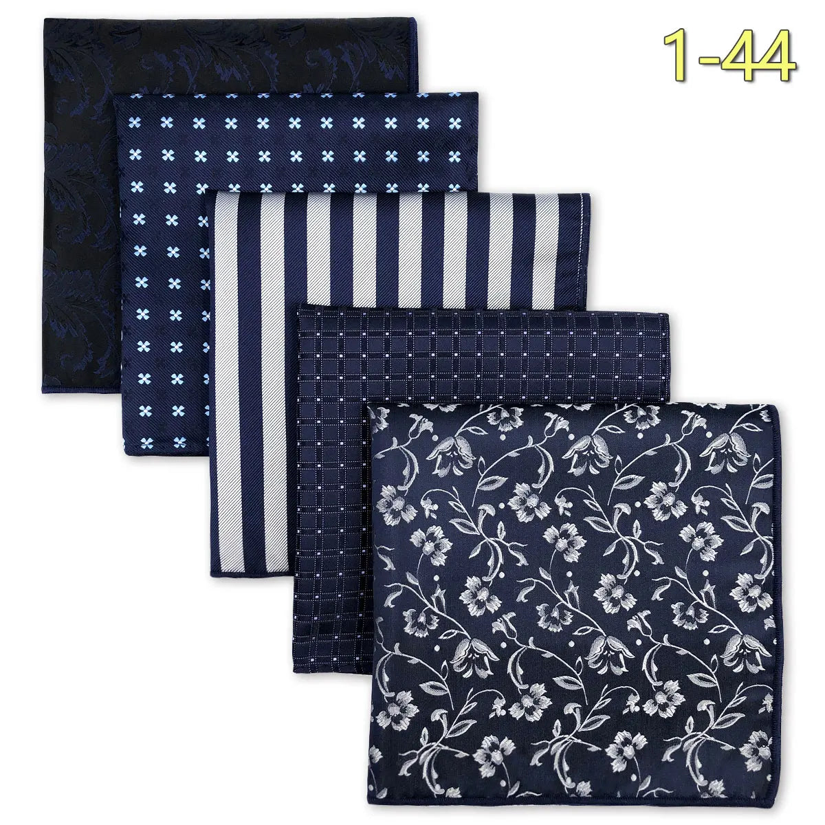 5-Pack Men's Microfiber Pocket Squares 12.6 in (32 cm) - Jacquard Woven Wedding & Formal Handkerchiefs, Assorted Patterns