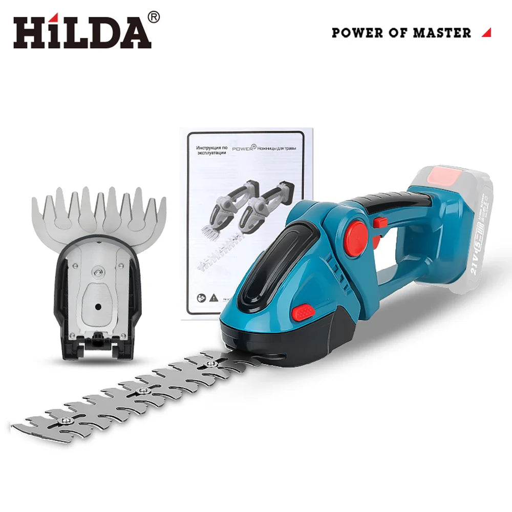2-in-1 Cordless Electric Hedge Trimmer & Grass Shear — Handheld Pruner Compatible with 18V Batteries