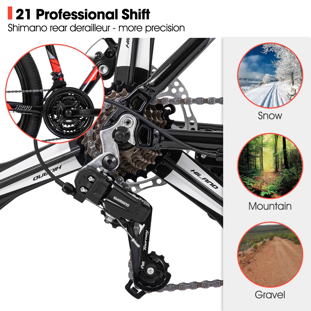 Mountain Bike, 21-Speed Drivetrain, Aluminum Frame, 26-Inch (66 cm) Wheels, Disc Brakes — Unisex MTB