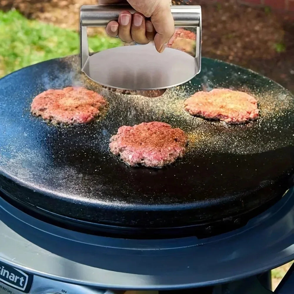 Stainless Steel Smash Burger Press - Heavy-Duty Non-Stick Patty Maker for BBQ & Grilling