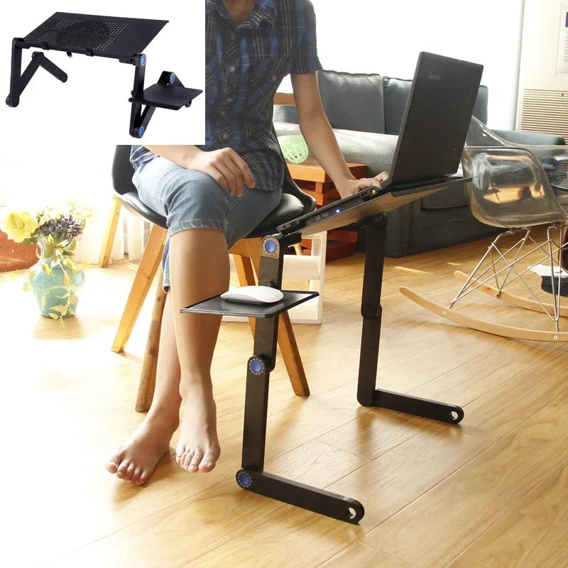 Adjustable Aluminum Laptop Lapdesk with Cooling Fan and Mouse Pad for 11–15.6-Inch Laptops