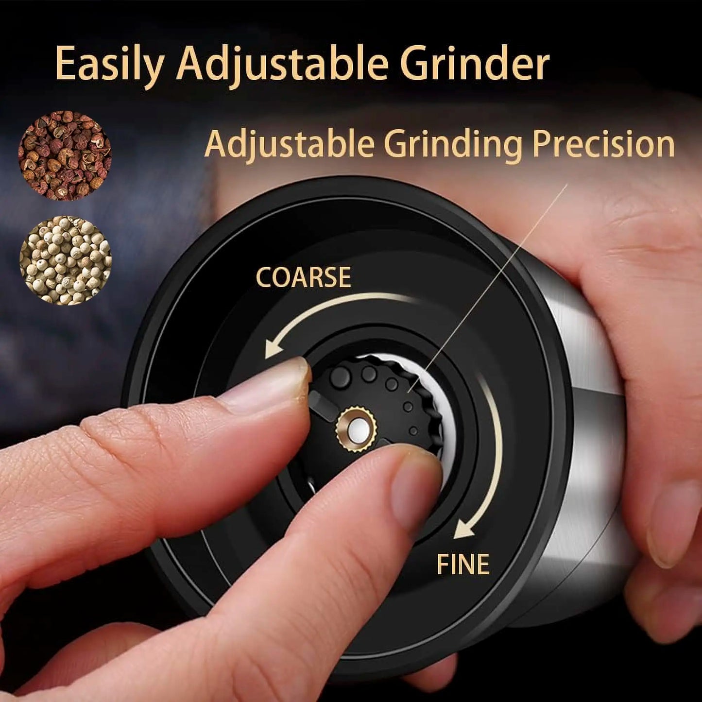 2-in-1 Salt & Pepper Grinder - 304 Stainless Steel Manual Mill with Dual Chambers & Adjustable Coarseness