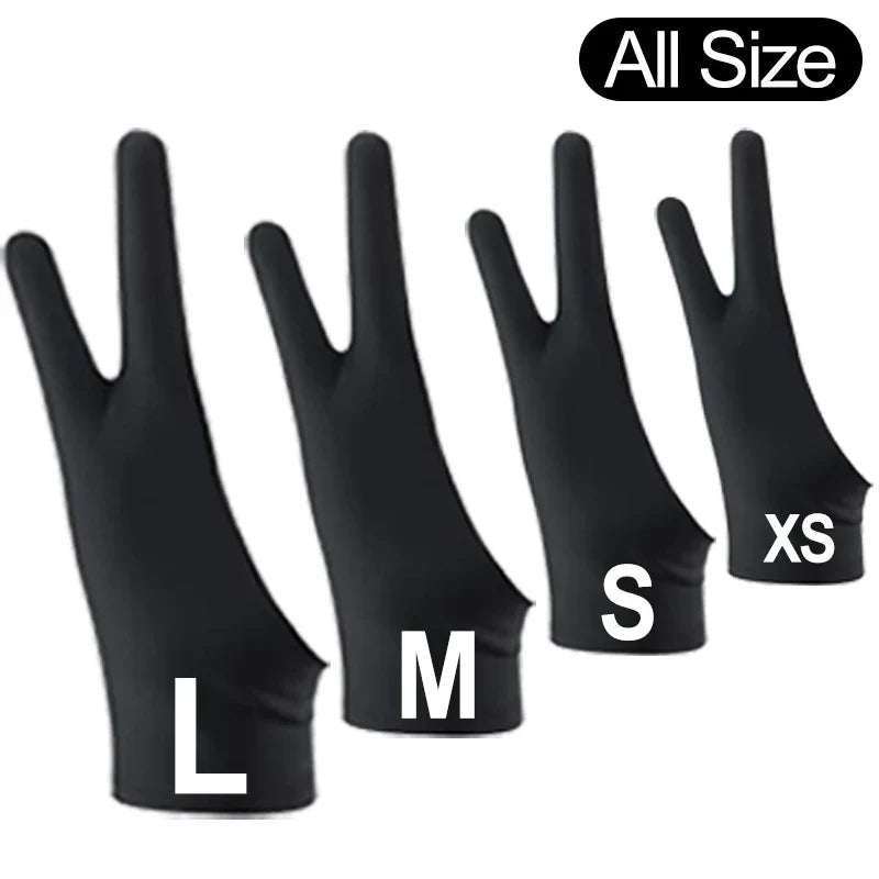 Two-Finger Artist Drawing Glove for Tablet & iPad – Touchscreen Anti-Fouling Ambidextrous Glove, Black