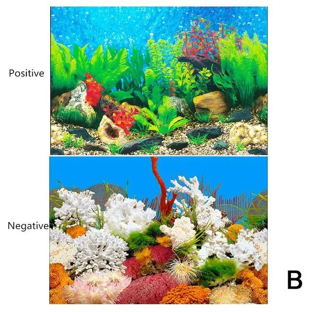 3D Double-Sided Waterproof Aquarium Background Sticker - Fish Tank Ocean Plant Aquascape Poster
