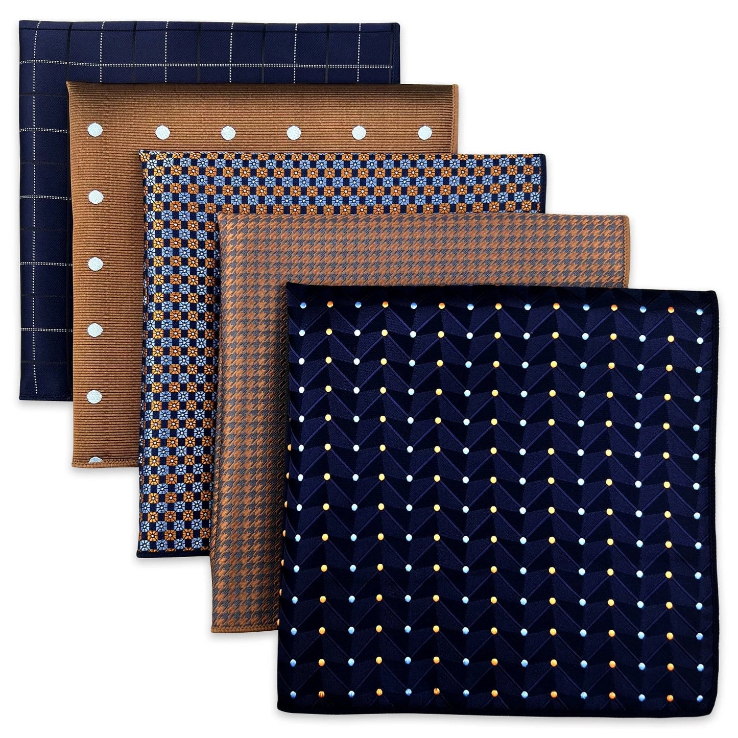 5-Pack Men's Microfiber Pocket Squares 12.6 in (32 cm) - Jacquard Woven Wedding & Formal Handkerchiefs, Assorted Patterns