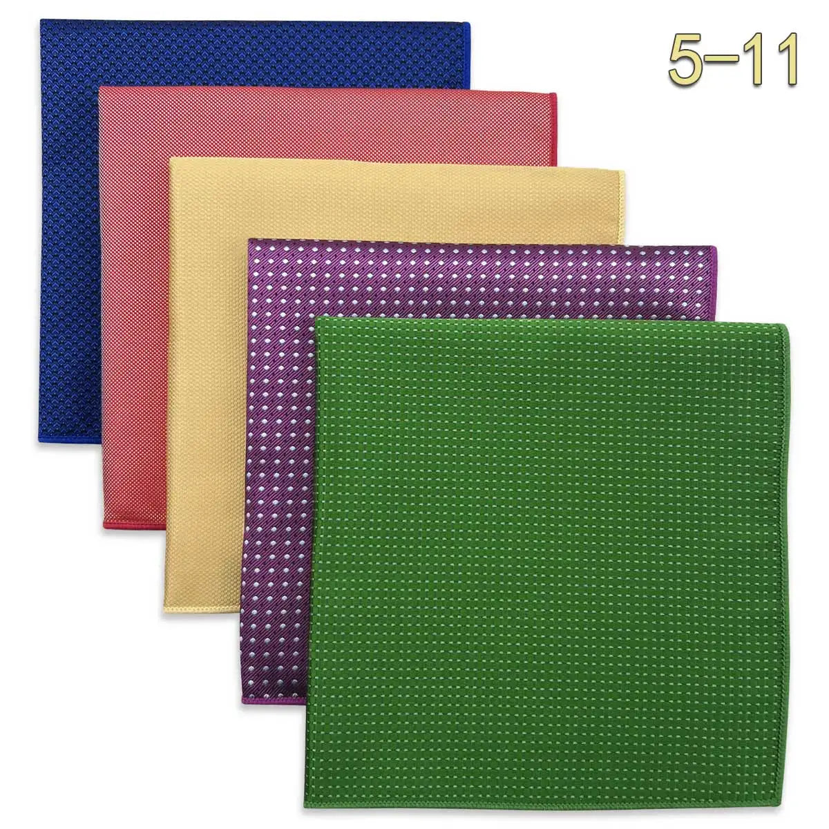 5-Pack Men's Microfiber Pocket Squares 12.6 in (32 cm) - Jacquard Woven Wedding & Formal Handkerchiefs, Assorted Patterns