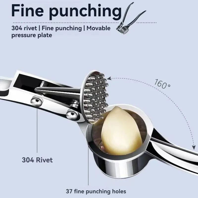 Manual Garlic Press – Heavy-Duty Aluminum Alloy & Stainless Steel Garlic Crusher with Anti-Skid Handle