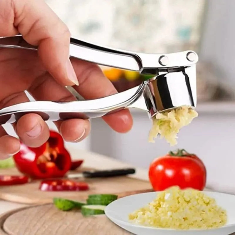 Manual Garlic Press – Heavy-Duty Aluminum Alloy & Stainless Steel Garlic Crusher with Anti-Skid Handle