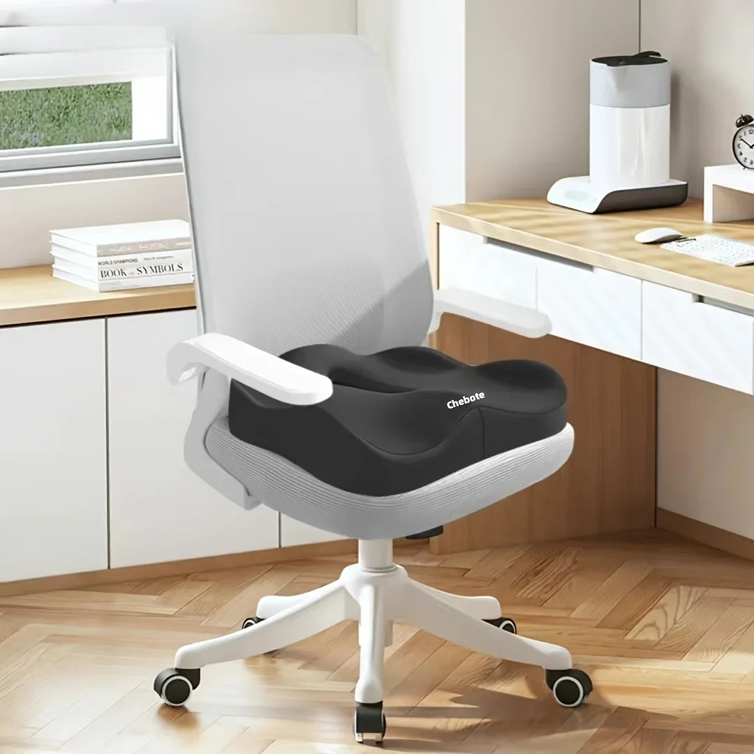 1-Pack 3D Ergonomic Memory Foam Seat Cushion for Office & Car, Washable Polyester Cover — Light Green/Grey