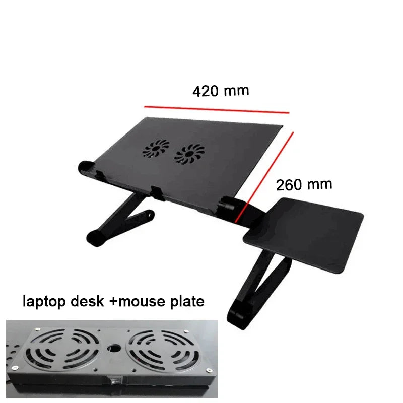 Adjustable Aluminum Laptop Lapdesk with Cooling Fan and Mouse Pad for 11–15.6-Inch Laptops