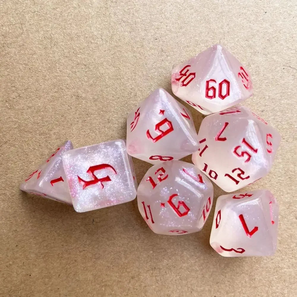 7-Piece Acrylic Polyhedral Dice Set for DnD & Tabletop RPG — d4 d6 d8 d10 d10 d12 d20
