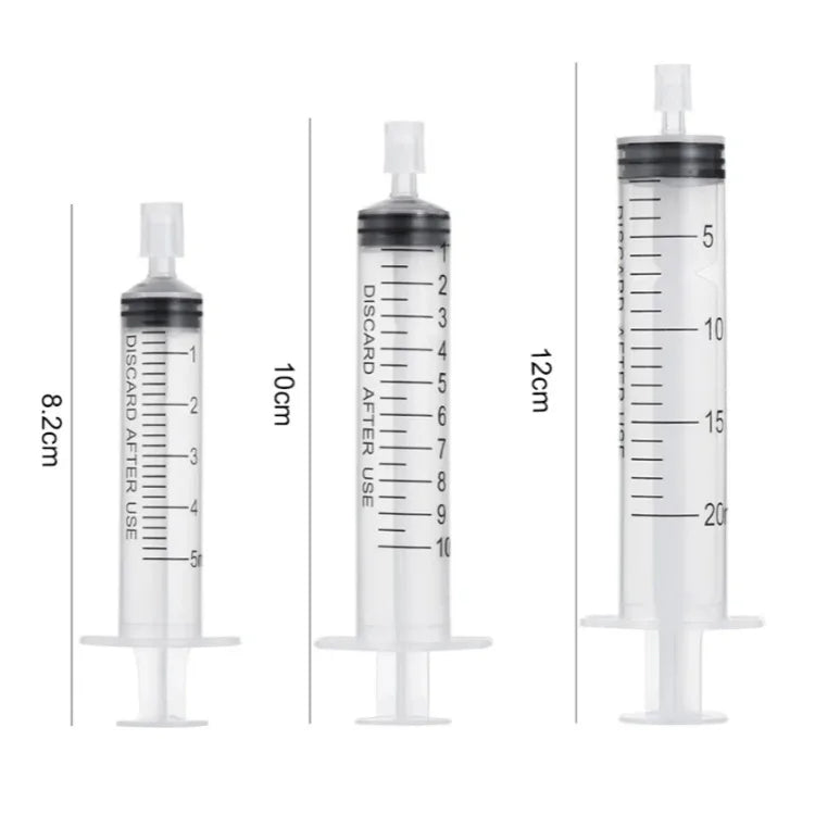 10-Pack Disposable Plastic Syringes No Needle – Lab Measuring & Small Pet Feeder, 5 ml / 10 ml / 20 ml (0.17 / 0.34 / 0.68 fl oz)