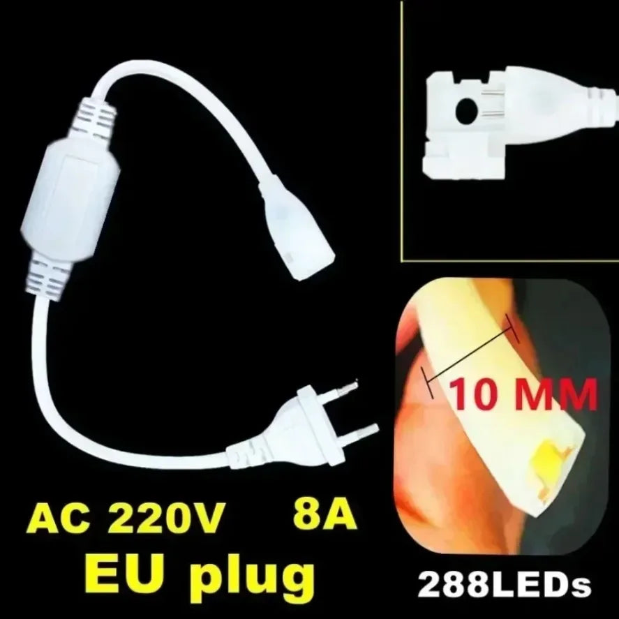 220V COB LED Strip Light 288 LEDs/m IP65 Waterproof 8.64W/m 1M (3.28ft) Warm/Neutral/Cool White