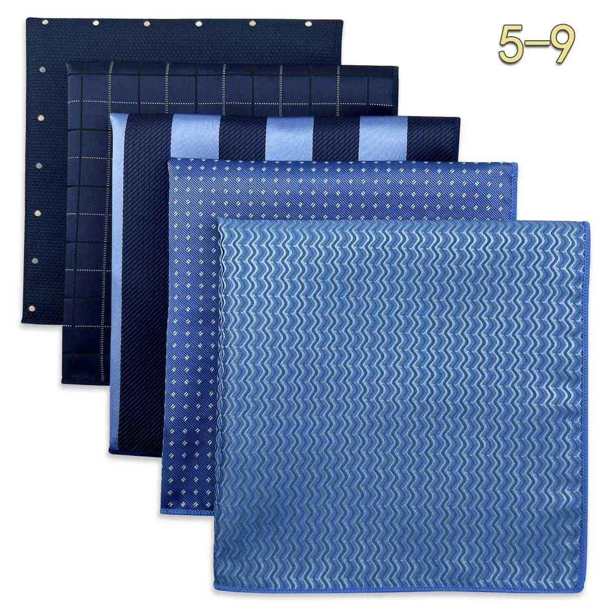 5-Pack Men's Microfiber Pocket Squares 12.6 in (32 cm) - Jacquard Woven Wedding & Formal Handkerchiefs, Assorted Patterns