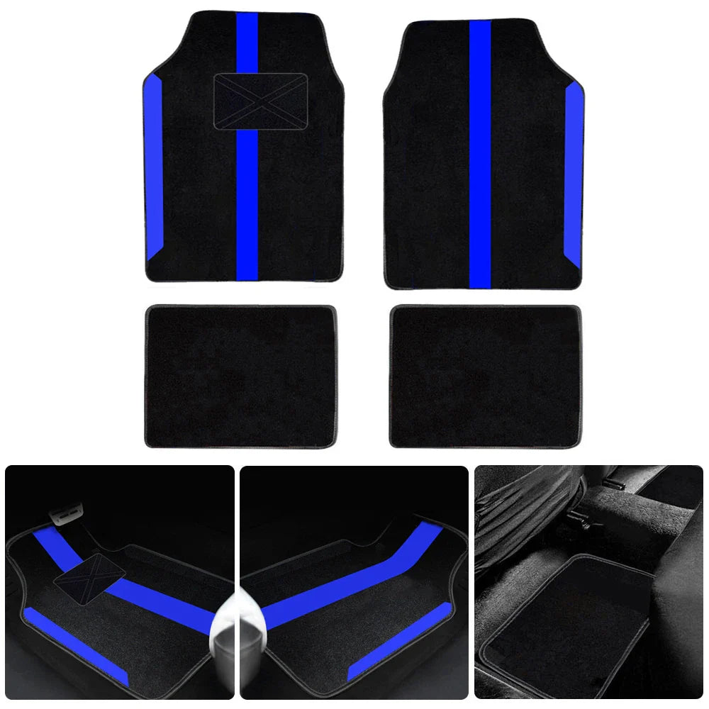 4-Piece Universal Car Floor Mats Set – Suede-Style Synthetic Carpet Liners for Cars, SUVs & Vans, Anti-Slip, Easy-Clean