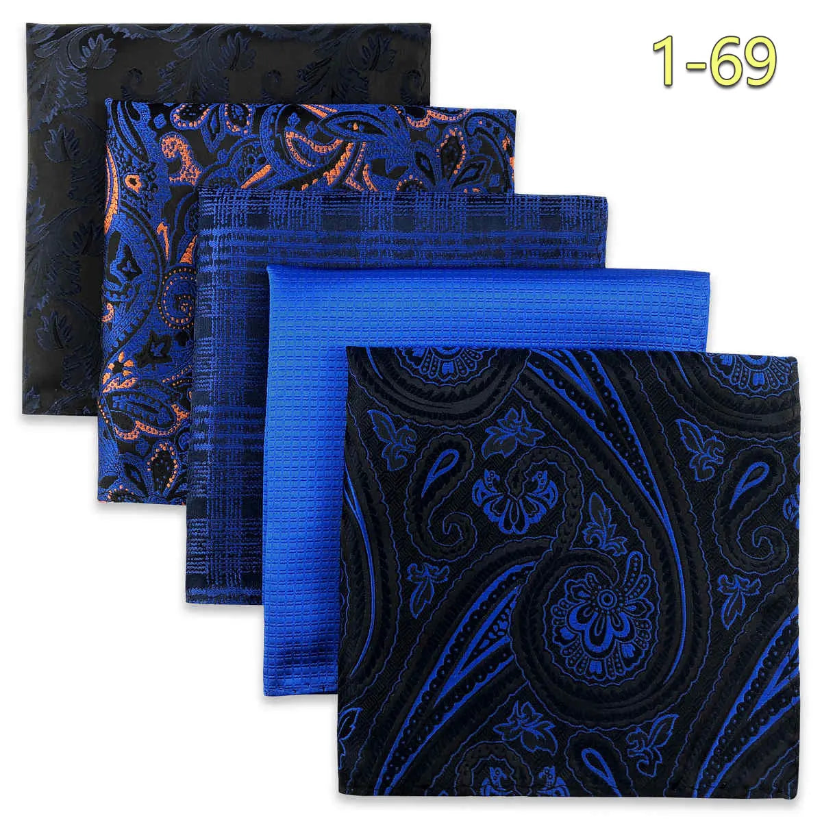 5-Pack Men's Microfiber Pocket Squares 12.6 in (32 cm) - Jacquard Woven Wedding & Formal Handkerchiefs, Assorted Patterns