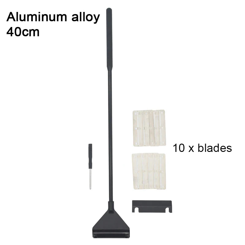 Aquarium Algae Scraper – Aluminum & Stainless Steel Fish Tank Cleaner with Replaceable Blades, 35–110 cm (13.8–43.3 in)