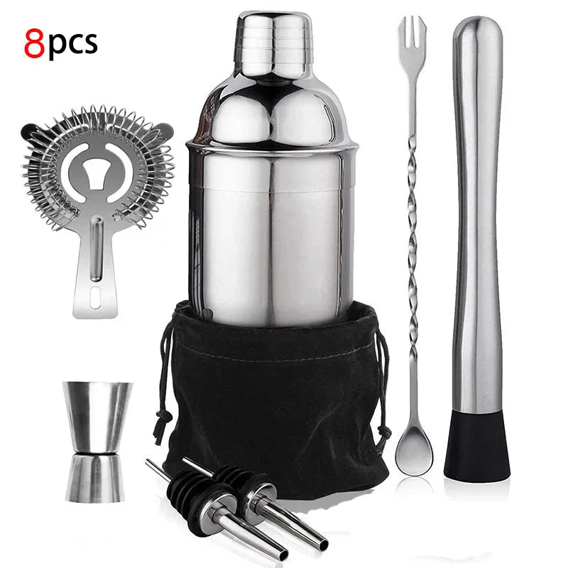 Stainless Steel Boston Cocktail Shaker Set – 550 ml (18.6 oz) & 750 ml (25.4 oz) Martini Mixer for Bartenders and Home Bar