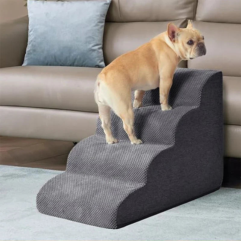 Detachable Washable 3 & 4-Step Memory-Foam-Feel Pet Stairs – Sofa Ramp for Small Dogs & Cats
