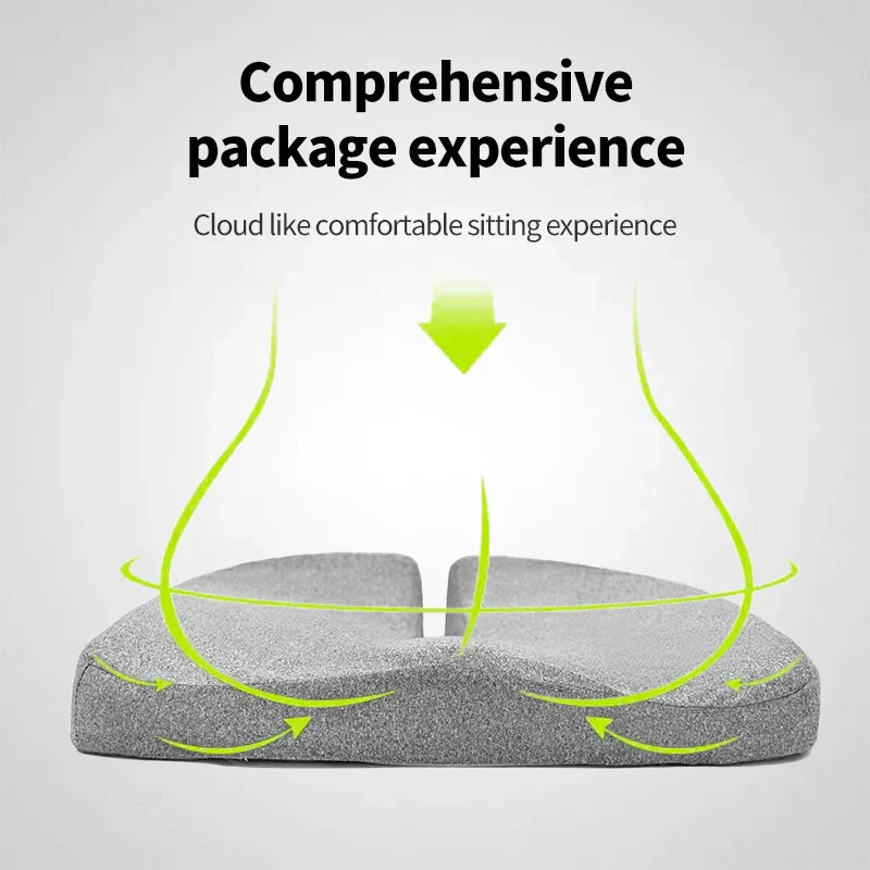 Orthopedic Memory Foam Coccyx Seat Cushion - Tailbone & Sciatica Relief Non-Slip for Office and Car