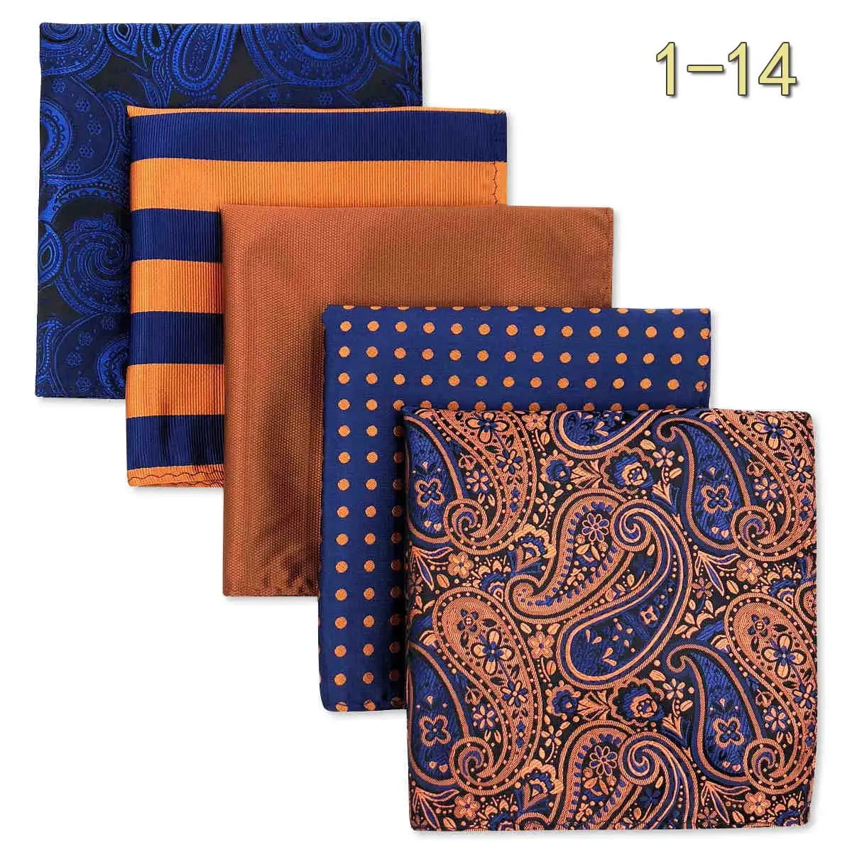 5-Pack Men's Microfiber Pocket Squares 12.6 in (32 cm) - Jacquard Woven Wedding & Formal Handkerchiefs, Assorted Patterns