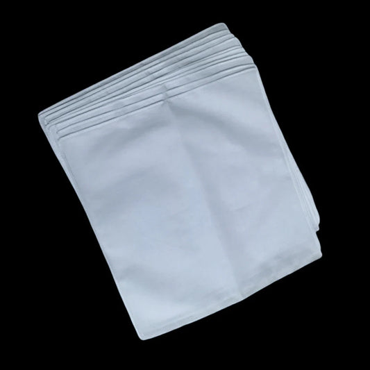 10-Pack 100% Cotton White Handkerchiefs 11 x 11 in (28 x 28 cm) Soft Washable Pocket Squares DIY