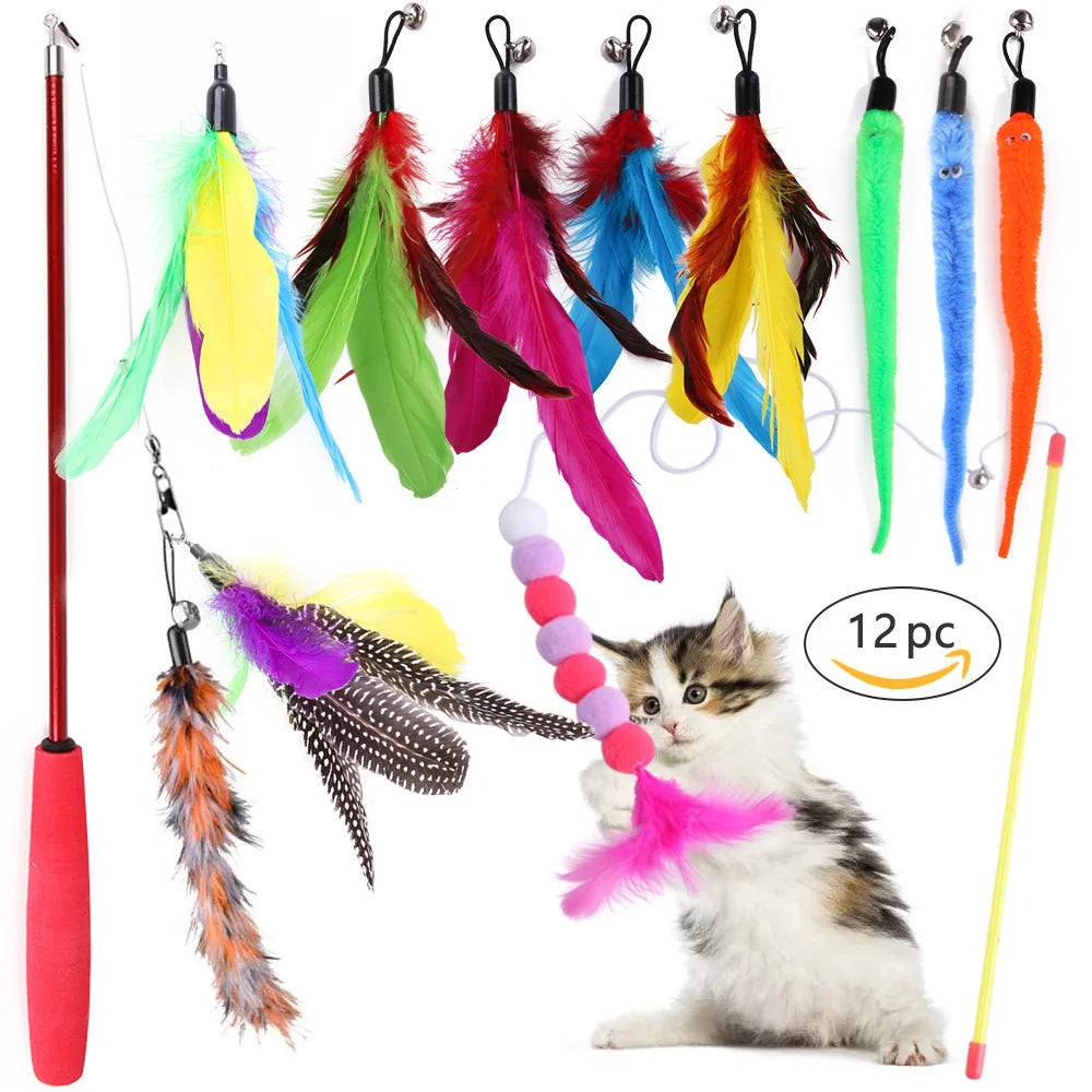 20-Piece Cat Toy Variety Pack – Interactive Kitten Toys Set with Sisal Mice, Feather Wands, Bell Balls & Plush