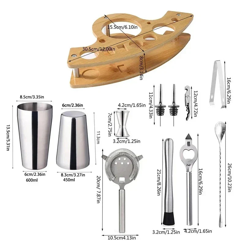 Stainless Steel Boston Cocktail Shaker Set – 550 ml (18.6 oz) & 750 ml (25.4 oz) Martini Mixer for Bartenders and Home Bar